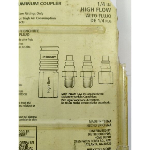 Husky High Flow Aluminum Coupler and Plug Set1/4 inch Discontinued - Picture 8 of 16
